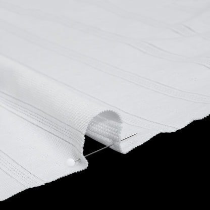 Cotton Pointelle Rib Knit - Powder White Diamonds and Stripes - Cassy Collection