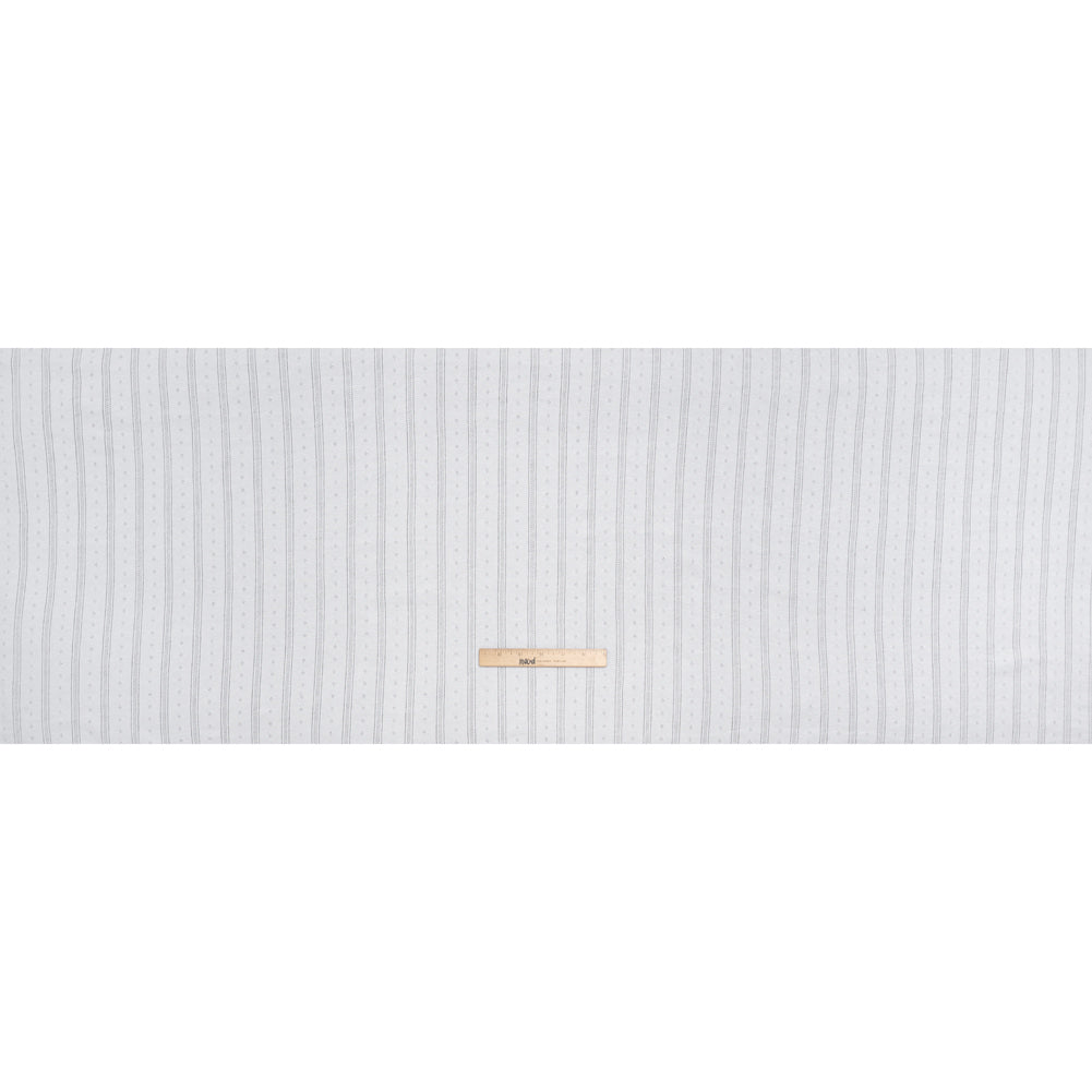 Cotton Pointelle Rib Knit - Powder White Diamonds and Stripes - Cassy Collection - Full