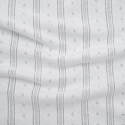 Cotton Pointelle Rib Knit - Powder White Diamonds and Stripes - Cassy Collection