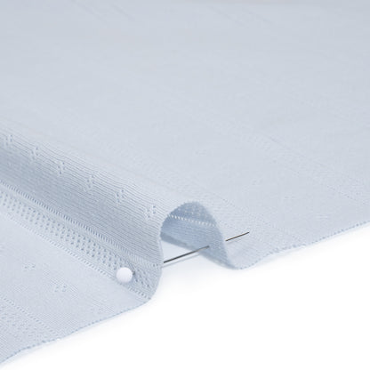 Cotton Pointelle Rib Knit - Baby Blue Diamonds and Stripes - Cassy Collection