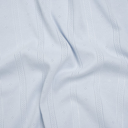Cotton Pointelle Rib Knit - Baby Blue Diamonds and Stripes - Cassy Collection