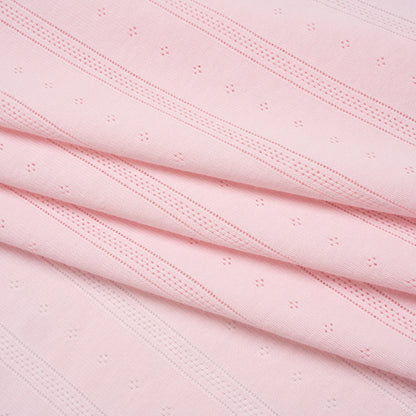 Cotton Pointelle Rib Knit - Blossom Pink Diamonds and Stripes - Cassy Collection