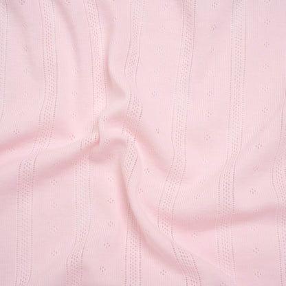 Cotton Pointelle Rib Knit - Blossom Pink Diamonds and Stripes - Cassy Collection