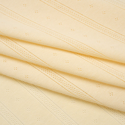 Cotton Pointelle Rib Knit - Light Sunshine Yellow Diamonds and Stripes - Cassy Collection