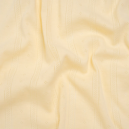 Cotton Pointelle Rib Knit - Light Sunshine Yellow Diamonds and Stripes - Cassy Collection