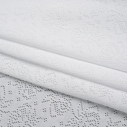 Cotton Pointelle Rib Knit - Powder White Roses - Cassy Collection