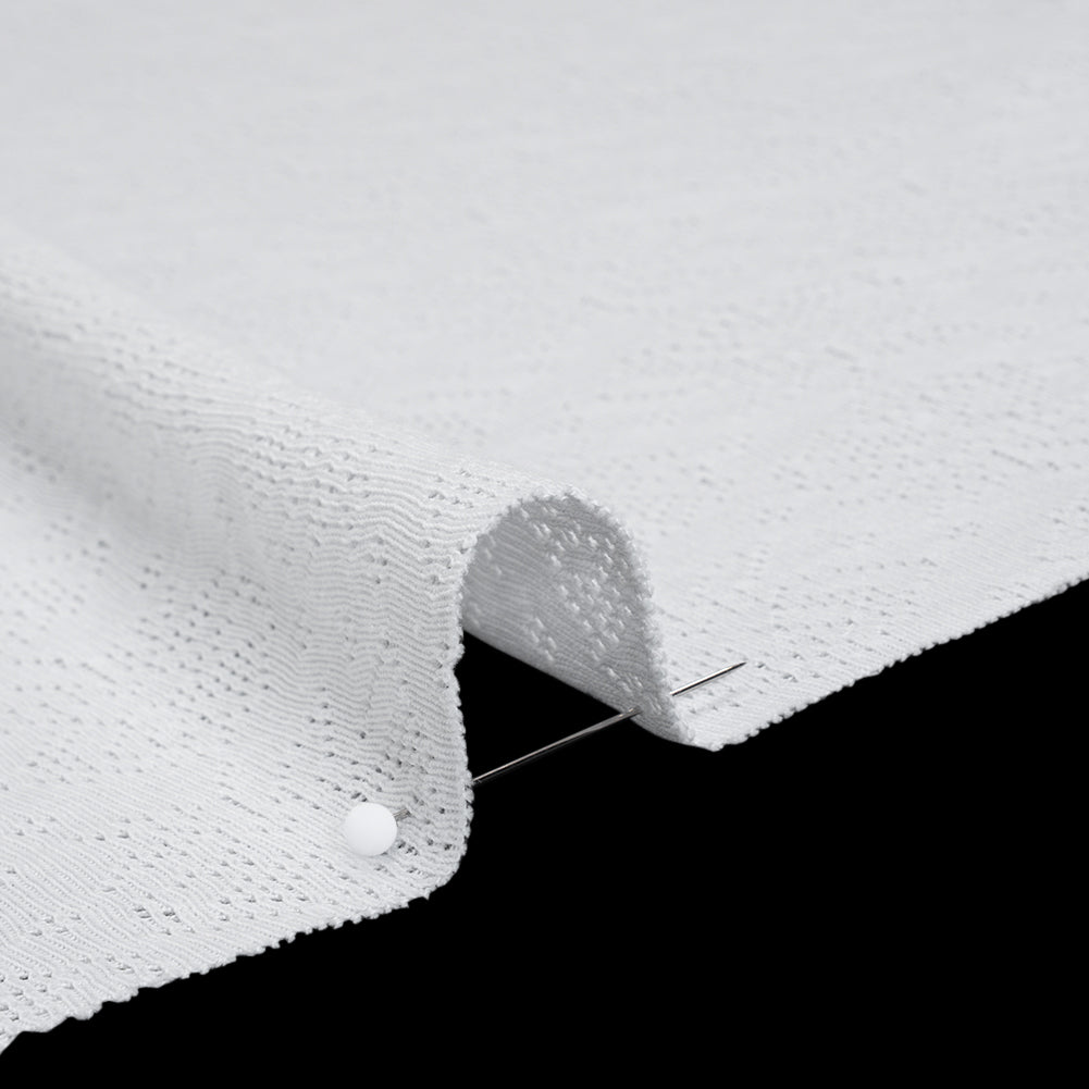 Cotton Pointelle Rib Knit - Powder White Roses - Cassy Collection - Detail
