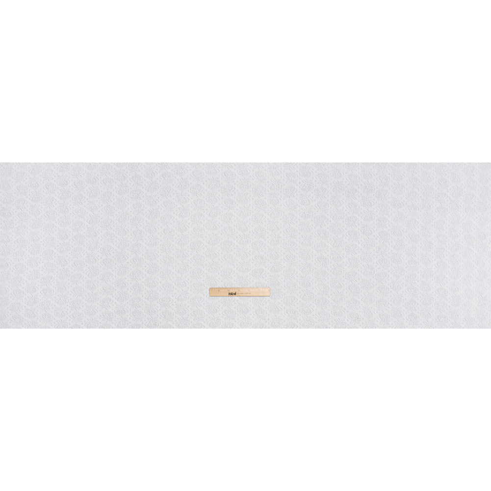 Cotton Pointelle Rib Knit - Powder White Roses - Cassy Collection - Full