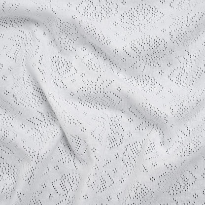 Cotton Pointelle Rib Knit - Powder White Roses - Cassy Collection