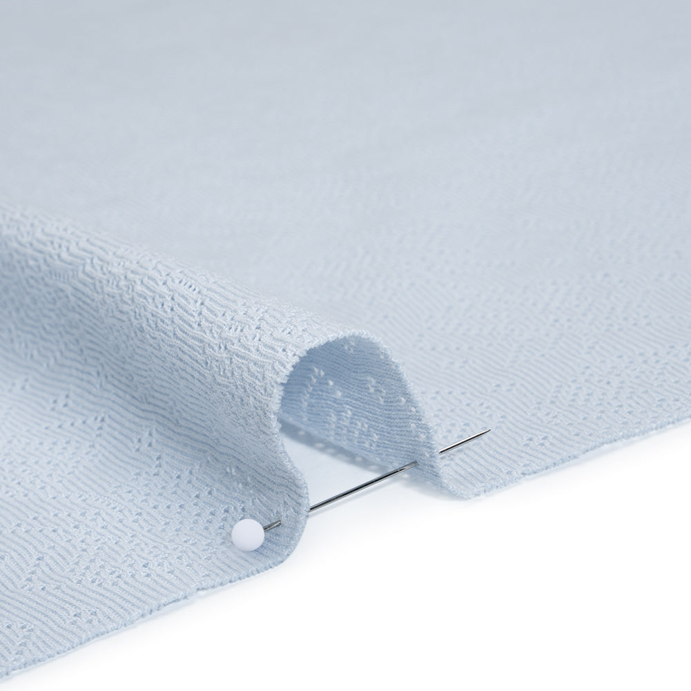 Cotton Pointelle Rib Knit - Baby Blue Roses - Cassy Collection - Detail