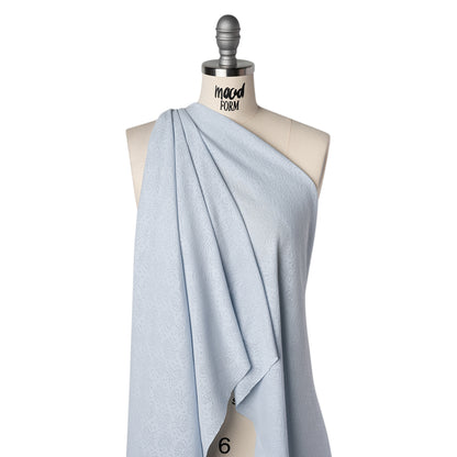 Cotton Pointelle Rib Knit - Baby Blue Roses - Cassy Collection
