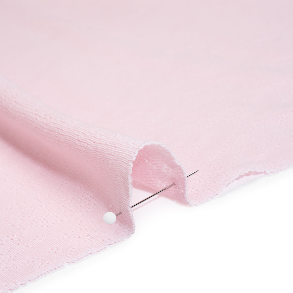 Cotton Pointelle Rib Knit - Blossom Pink Roses - Cassy Collection - Detail