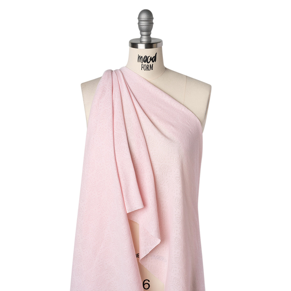 Cotton Pointelle Rib Knit - Blossom Pink Roses - Cassy Collection - Drape