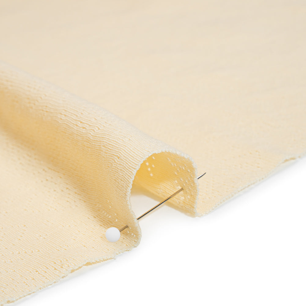Cotton Pointelle Rib Knit - Light Sunshine Yellow Roses - Cassy Collection - Detail