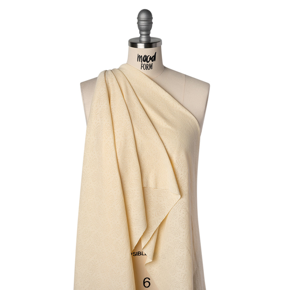Cotton Pointelle Rib Knit - Light Sunshine Yellow Roses - Cassy Collection - Drape