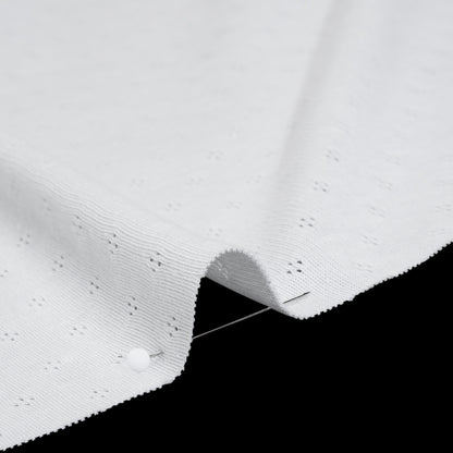 Cotton Pointelle Rib Knit - Powder White Diamonds - Cassy Collection