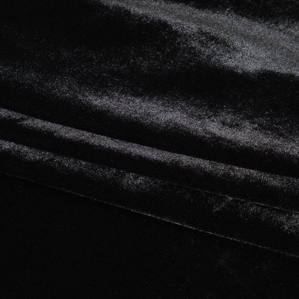 Silk and Rayon Velvet - Jet Black - Adelasia Collection Folded