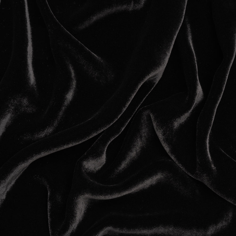 Silk and Rayon Velvet - Jet Black - Adelasia Collection