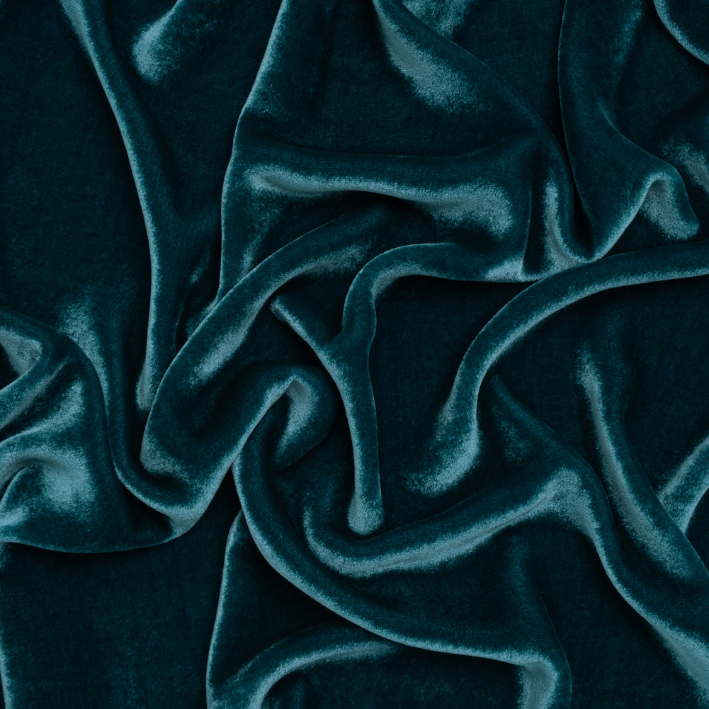 Silk and Rayon Velvet - Blue Coral - Adelasia Collection