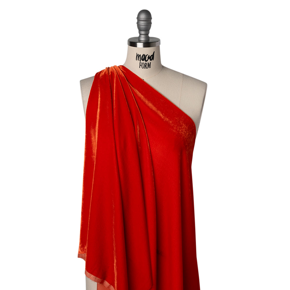 Silk and Rayon Velvet - Fiery Red - Adelasia Collection Drape