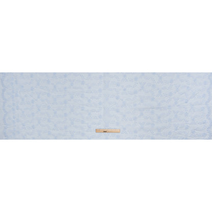 Embroidered Eyelet Cotton Voile - Pale Blue Flowers on Branches - Naomi Collection