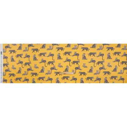 Stretch Recycled Polyester Charmeuse Print by Max Alexander - Sun Yellow and Beige Prowling Cheetahs - Full