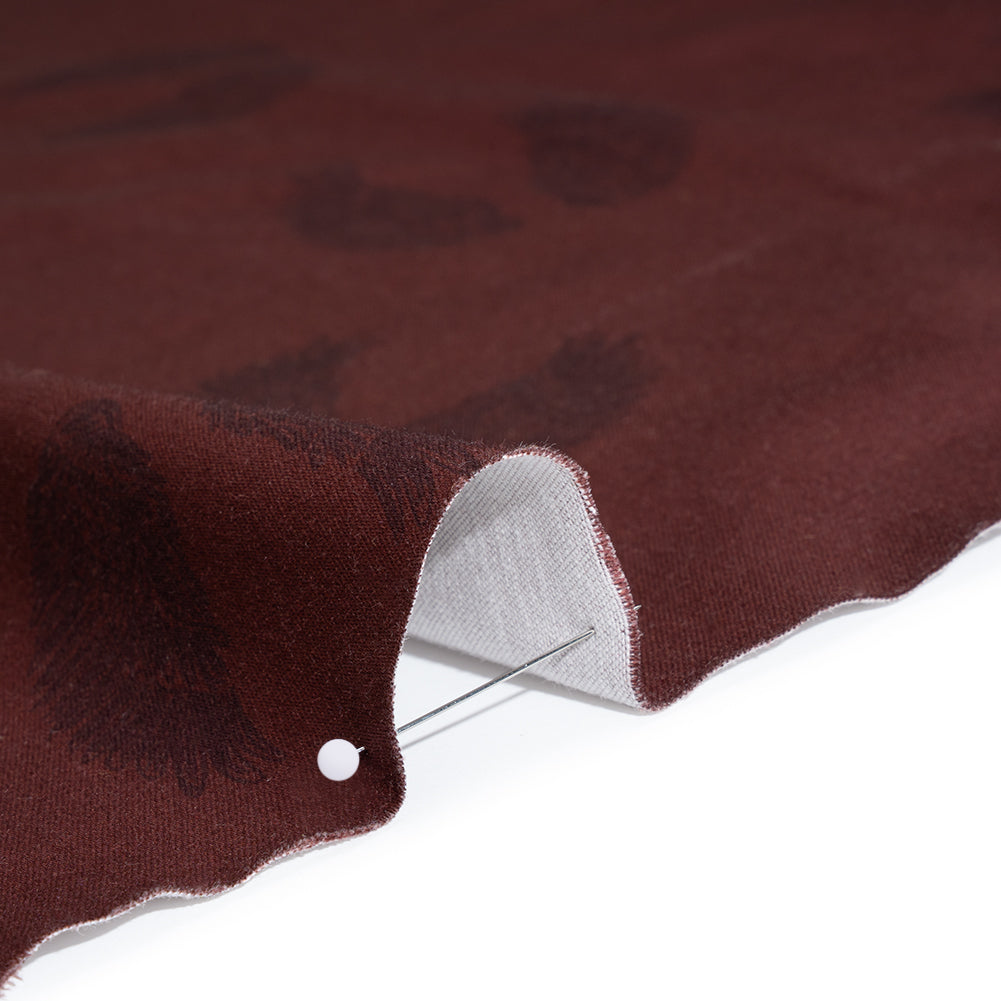 Stretch Cotton Sateen Print by Max Alexander - Bordeux and Burgundy Wings Detail