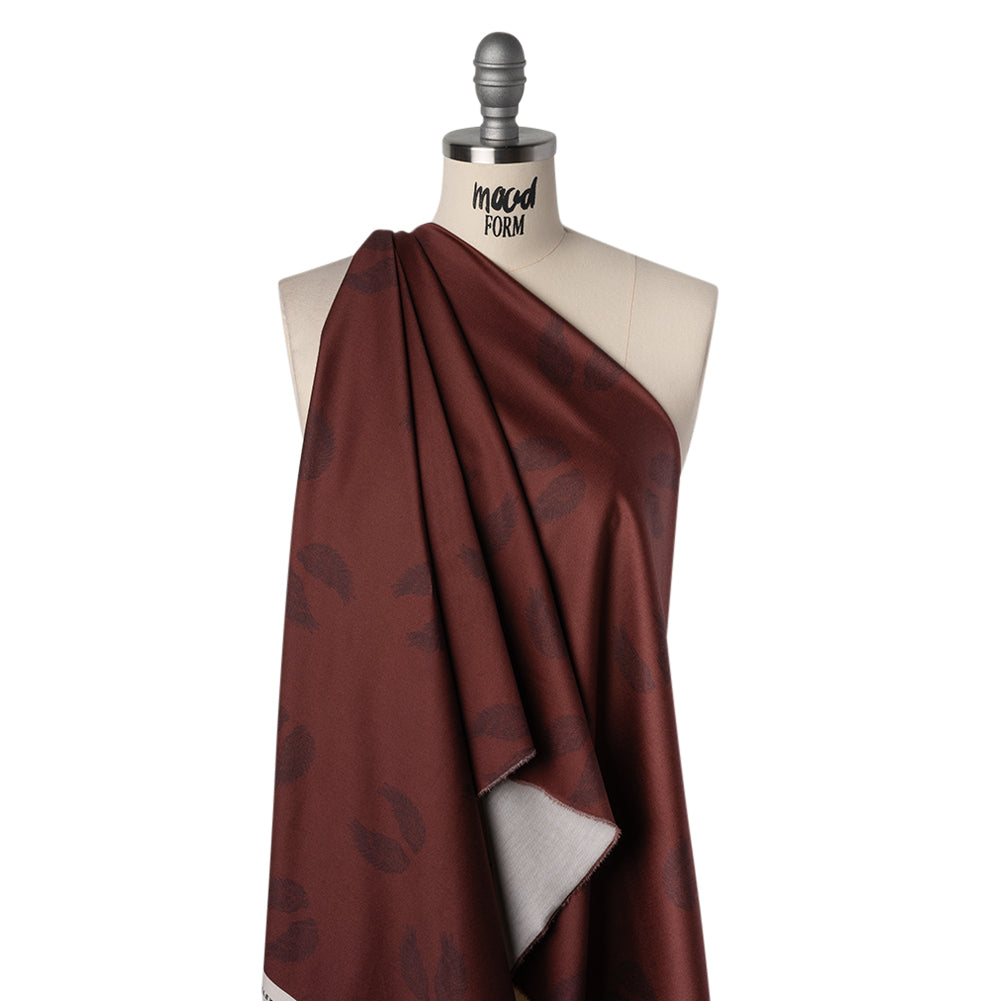 Stretch Cotton Sateen Print by Max Alexander - Bordeux and Burgundy Wings Drape
