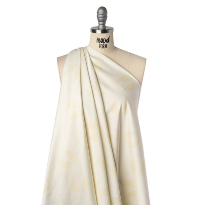 Stretch Cotton Sateen Print by Max Alexander - Cream and Sun Yellow Wings Drape