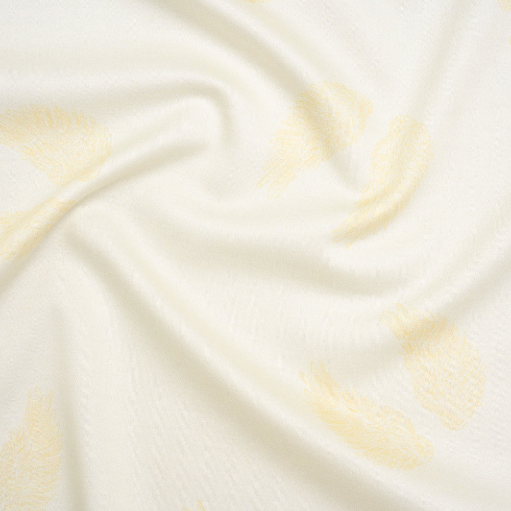 Stretch Cotton Sateen Print by Max Alexander - Cream and Sun Yellow Wings