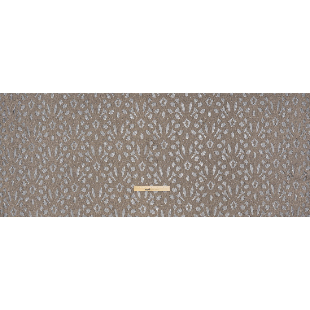 Polyester Lace - Black and Taupe Abstract Floral - Full