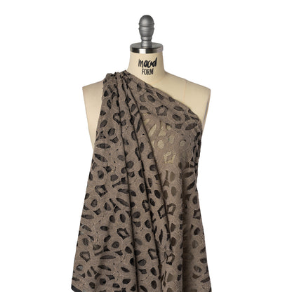 Polyester Lace - Black and Taupe Abstract Floral