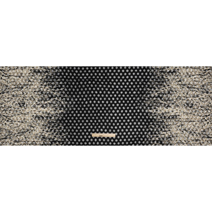 Stretch Polyester Lace Print - Black, Taupe and Beige Growing Branches Border on Polka Dots