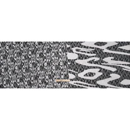 Stretch Polyester Lace Print - Black and White Abstract on Floral