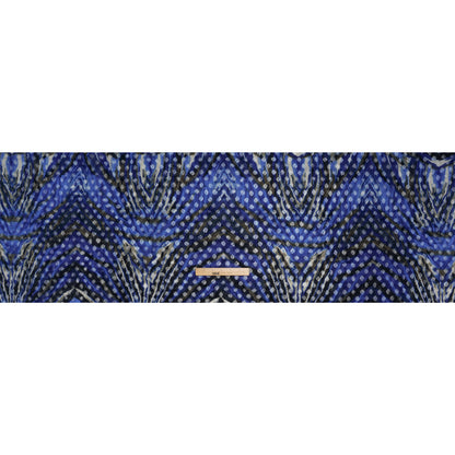 Stretch Polyester Lace Print - Black, White and Cobalt Blue Tiger Stripes on Polka Dots