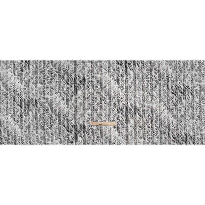 Ruffled Stretch Polyester Lace Print - Black, Gray and White Animal Print on Stripes