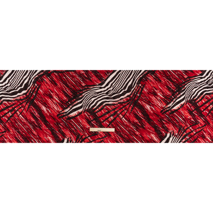 Slashed Ruffles Stretch Polyester Crepe Knit Print - Red and Black Abstract