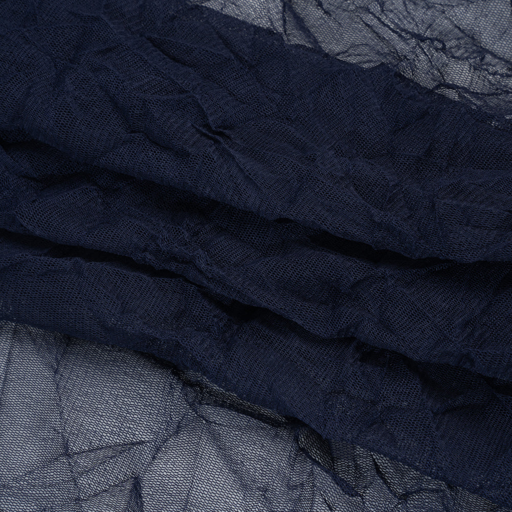 Crinkled Polyester Mesh - Navy Blue - Folded