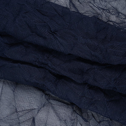 Crinkled Polyester Mesh - Navy Blue
