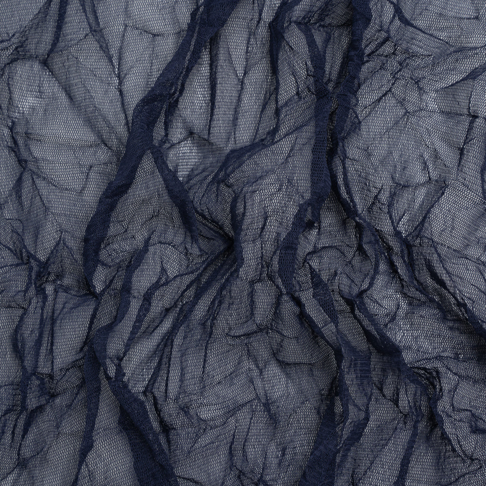 Crinkled Polyester Mesh - Navy Blue