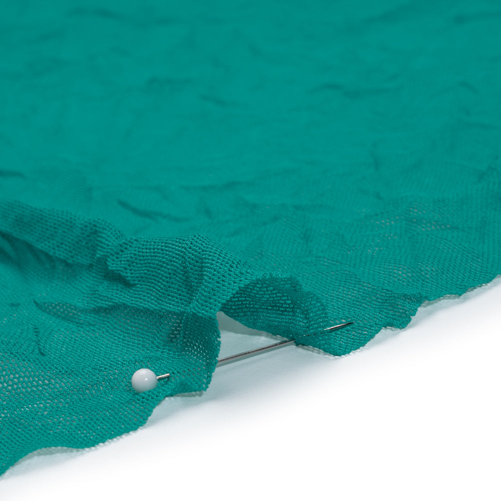 Crinkled Polyester Mesh - Teal Green - Detail