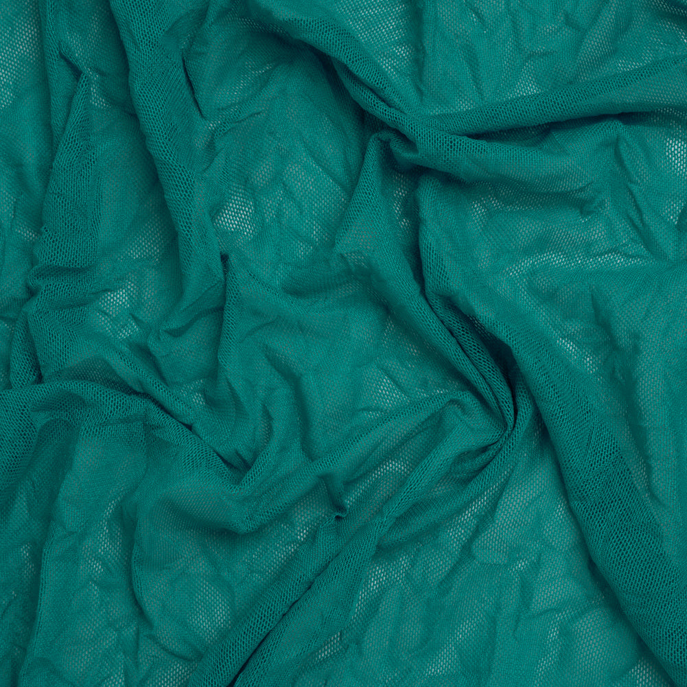 Crinkled Polyester Mesh - Teal Green