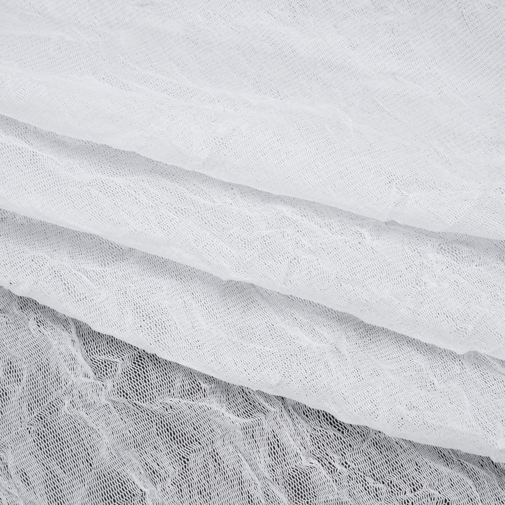 Crinkled Polyester Mesh - White - Folded