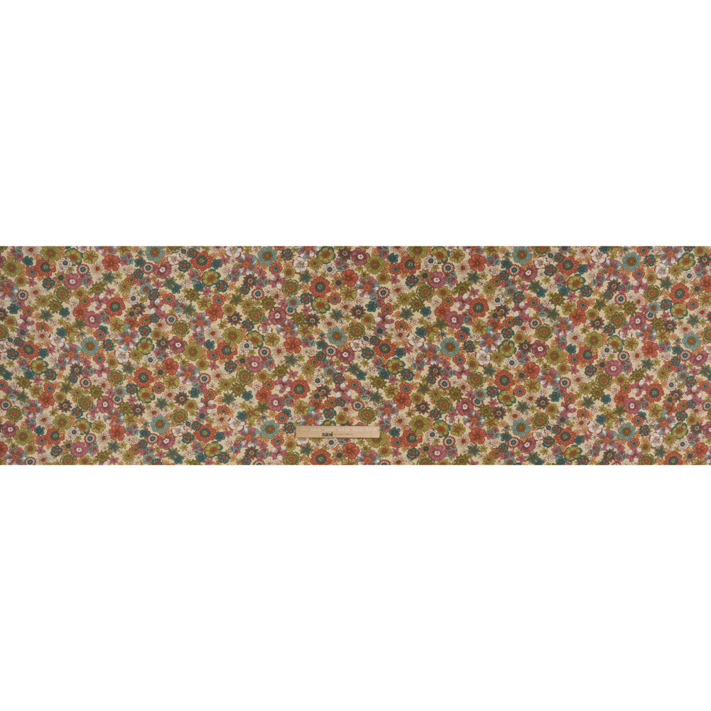 Rayon Challis Print - Teal, Green and Red Floral - Deadstock - Full