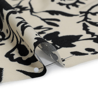 Rayon Challis Print - Black and Cream Floral - Deadstock
