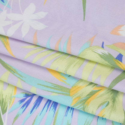 Rayon Challis Print - Lavender, Spring Green and Pink Exotic Floral - Deadstock