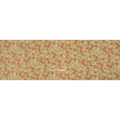 Rayon Challis Print - Ginger Brown, Autumn Red and Khaki Tan Floral - Deadstock