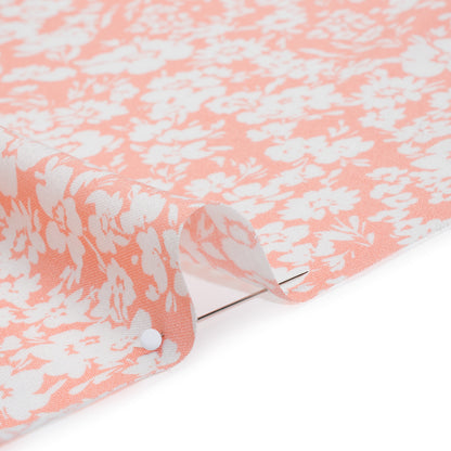 Rayon Challis Print - Salmon Pink and White Floral - Deadstock