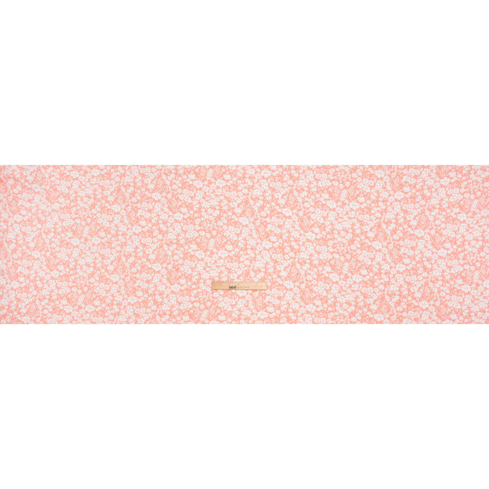 Rayon Challis Print - Salmon Pink and White Floral - Deadstock - Full