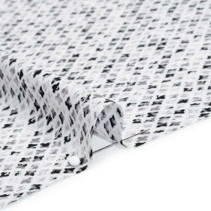 Rayon Challis Print - Black and Iron Gray Abstract Geometric - Deadstock